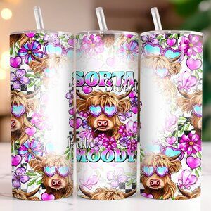 Sorta Sweet Sorta Moody Cow 20 oz Skinny Travel Tumbler Insulated Stainless